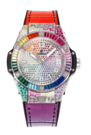 HUBLOT BIG BANG "ون-كليب" ساعة فولاذية بقوس قزح