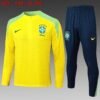 2024 Brazil Half-Pull Training Suit Yellow Football Shirt 1:1