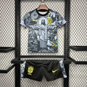 2024 Brazil Special Edition Jesus Black Gray Soccer Jersey
