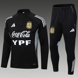 2025 Argentina Half-Pull Training Suit Black Football Shirt Set 1:1