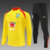 2025 Brazil Half-Pull Training Suit Yellow Football Shirt 1:1