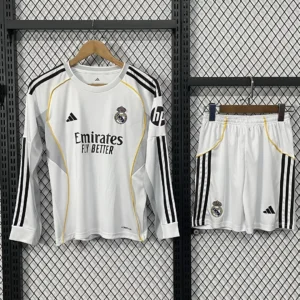 2025/2026 Long Sleeves Real Madrid Home Football Jersey 1:1 Thai Quality Kids Size