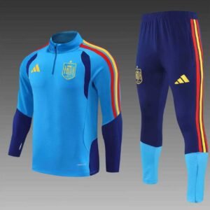 2026 Spain Half-Pull Training Suit Lake Blue Football Jersey Set 1:1 Thai Quality