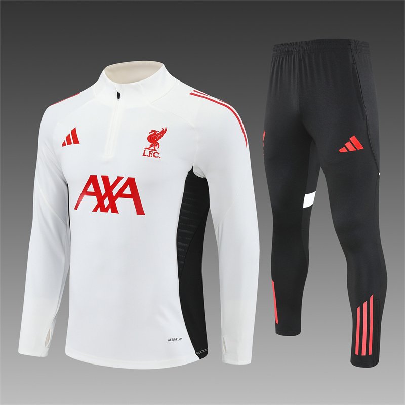 2025/2026 Liverpool Half-Pull Training Suit Off White Jersey 1:1 Thai Quality Set