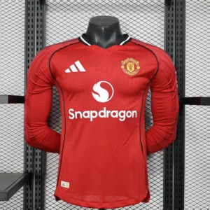 2025/2026 Player Version Manchester United Home Long Sleeve Football Shirt 1:1 Thai Quality