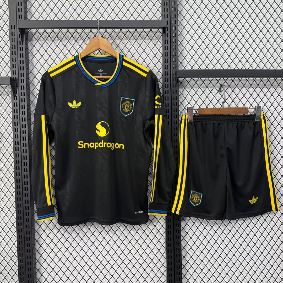 2025/2026 Long Sleeves Manchester United Third Away Football Jersey 1:1 Thai Quality Kids Size