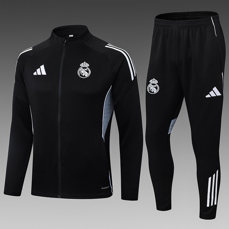 2025/2026 Real Madrid Full Zip Training Suit Black Football Shirt 1:1 Thai Quality