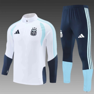 2026 Argentina Half-Pull Training Suit White Football Jersey Set 1:1 Thai Quality