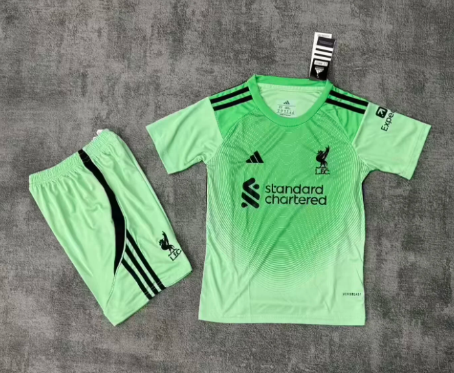 2025/2026 Liverpool Goalkeeper Green Soccer Jersey 1:1 Thai Quality Kids Size