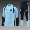 2026 Argentina Half-Pull Training Suit Light Blue Football Jersey Set 1:1