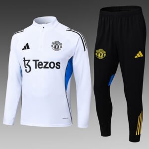 2025/2026 Manchester United Half-Pull Training Suit White Football Shirt 1:1 Thai Quality