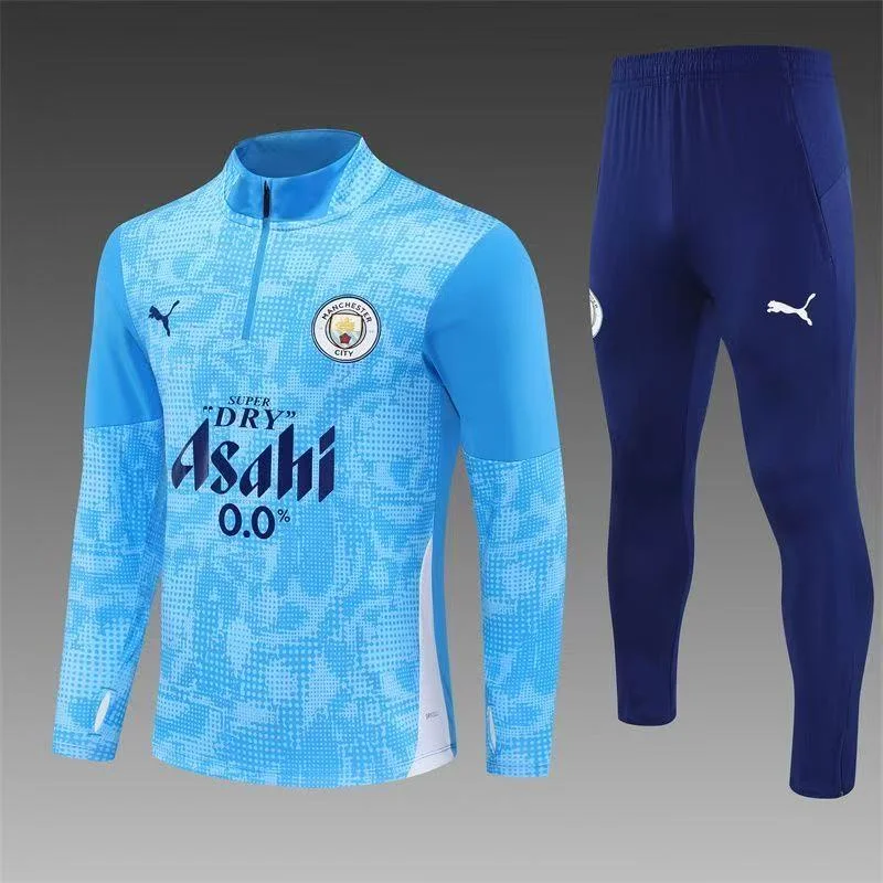 2025/2026 Manchester City Half-Pull Training Suit Blue Football Jersey1:1 Thai Quality