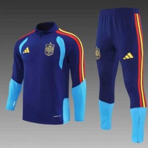 2026 Spain Half-Pull Training Suit Royal Blue Football Jersey Set 1:1 Thai Quality