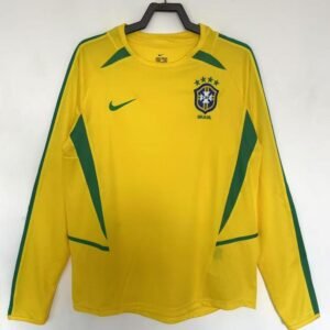 2002 Long Sleeves Retro Brazil Home Soccer Jersey1:1