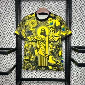 2024 Brazil Special Edition Jesus Yellow Gray Soccer Jersey