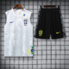 2025 Brazil Pre-Match Training Uniform White Jersey + Shorts 1:1