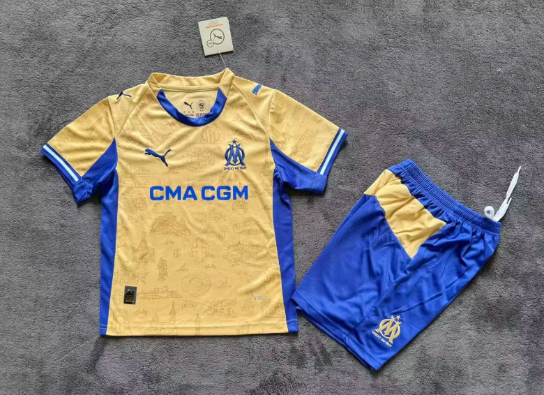 2025/2026 Olympique de Marseille Fourth Away Football Jersey 1:1 Thai Quality Kids Size