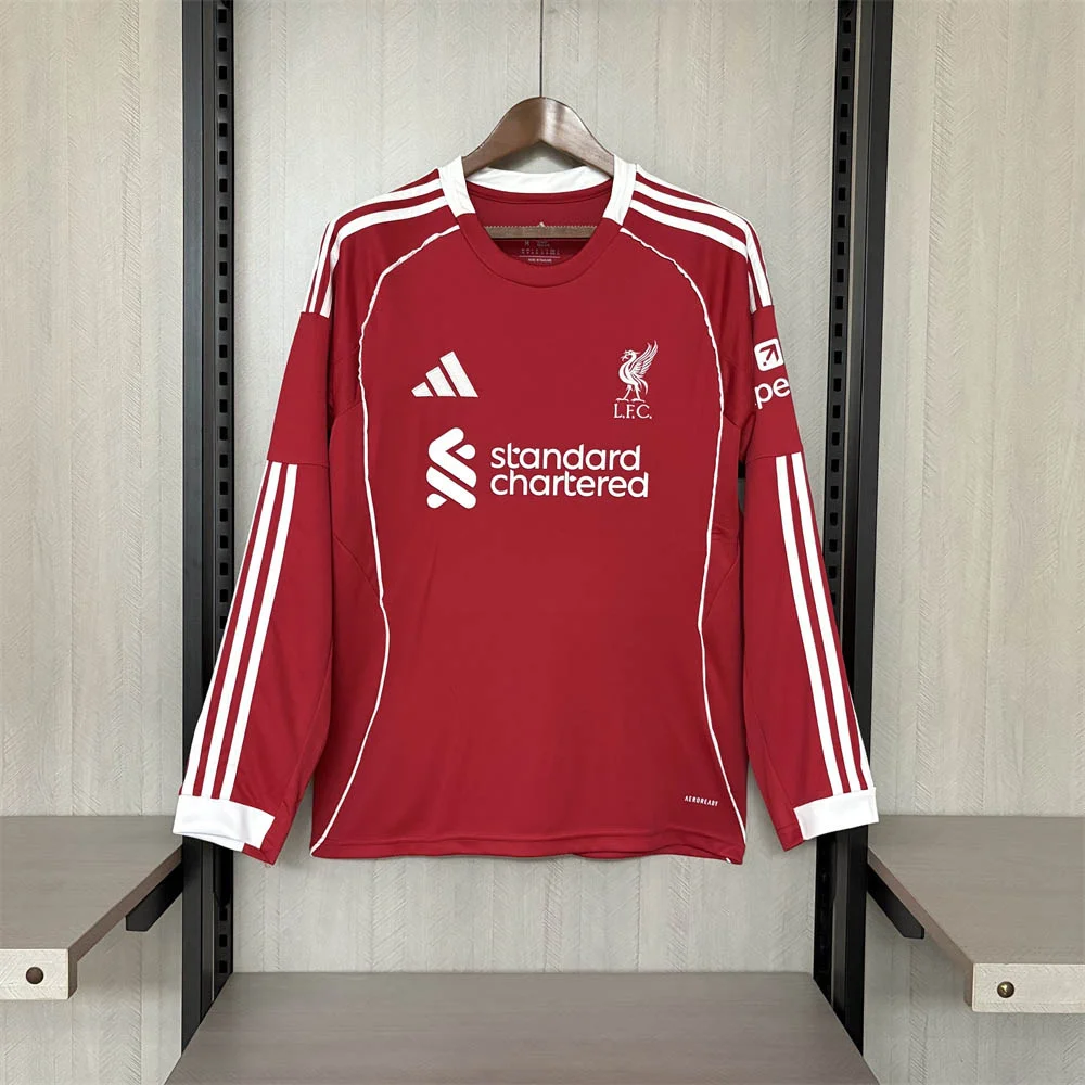 2025/2026 Liverpool Home Long Sleeve Soccer Jersey 1:1 Thai Quality