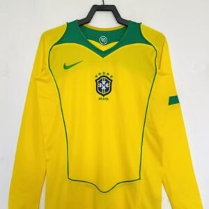 2004 Long Sleeves Retro Brazil Home Soccer Jersey1:1