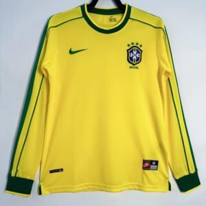 1998 Long Sleeves Retro Brazil Home Soccer Jersey1:1