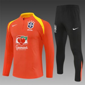 2025 Brazil Half-Pull Training Suit Orange Football Shirt 1:1