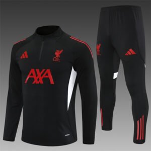 2025/2026 Liverpool Half-Pull Training Suit Black Jersey 1:1 Thai Quality Set