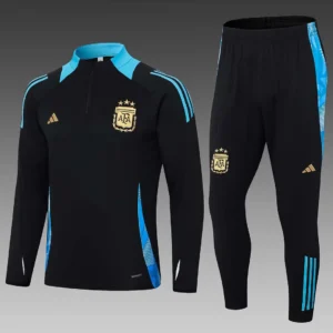 2024 Argentina Half-Pull Training Suit Black Football Shirt Set 1:1