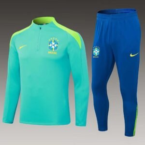 2024 Brazil Half-Pull Training Suit Light green Football Shirt 1:1