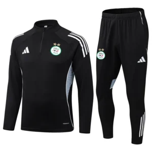 2025 Algeria Half-Pull Training Suit Black Football Jersey Set 1:1 Thai Quality